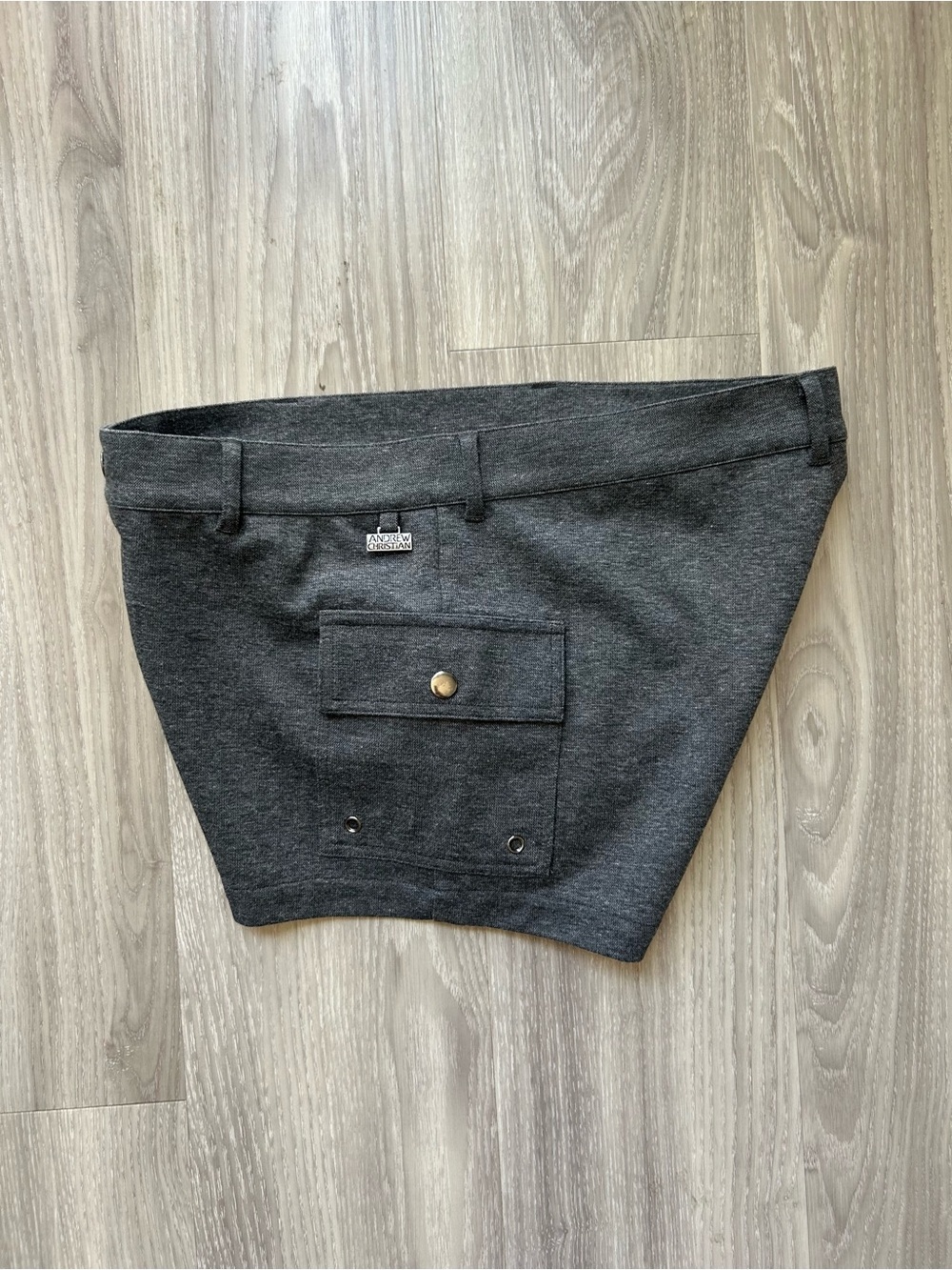 Andrew Christian | 3" Skinny Stretch Cargo Shorts in Charcoal (32" Waist) - Picture 3 of 12